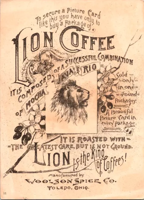 1800s Lion Coffee Woolson Spice Company's Midsummer Greetings Trade Card 0122 2