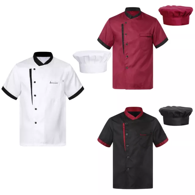 Unisex Uniform Restaurant Set Mit Hut Outfit Mantel Wettbewerb Kantine Kostüm