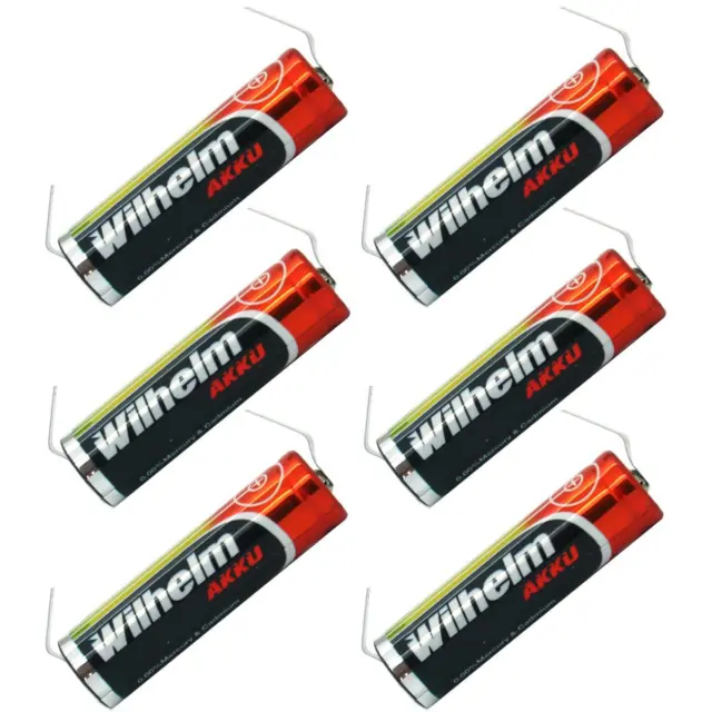 6 x Lithium Ionen Akku Wilhelm 3,7 V LÖTFAHNE U Form 800 mAh Typ 14500 Li Ion AA