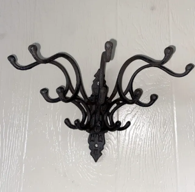 Vintage Wrought Cast Iron Victorian Style Spider Swing Arm Hat/Coat Rack 5 Arms