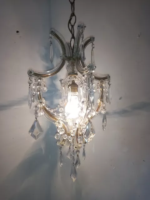 Lampadario antico cristallo Maria Teresa 1 luce Old crystal Chandelier Lustre