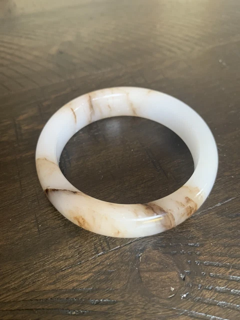Handmade Carved Tiger Stripe ( Unique ) Jade Bangle , Inner Size 2.2In