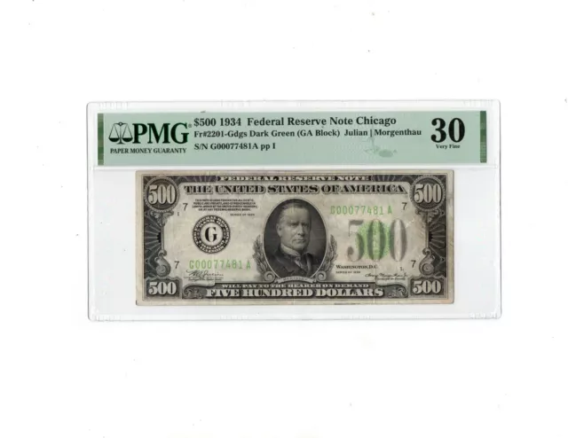 1934 500$ Federal Reserve Note Chicago.Fr2201-Gdgs.PMG-30