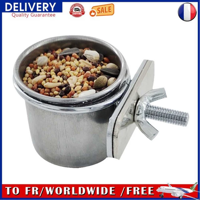 Stainless Steel Hang Cage Bowl Parrot Feeding Food Drinking Dish (6.5cm)