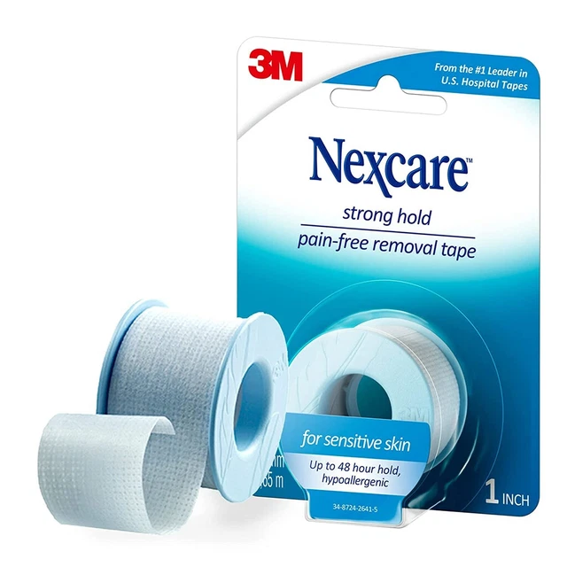 Cinta de extracción Nexcare de retención fuerte sin dolor, 1 en x 4 yardas