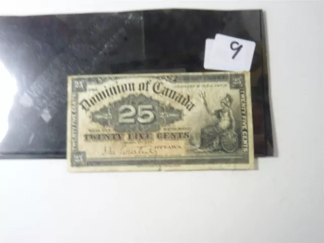 CANADA BANKNOTE SHINPLASTER 1900  25 cent SIGNATURE  COURTNEY N09