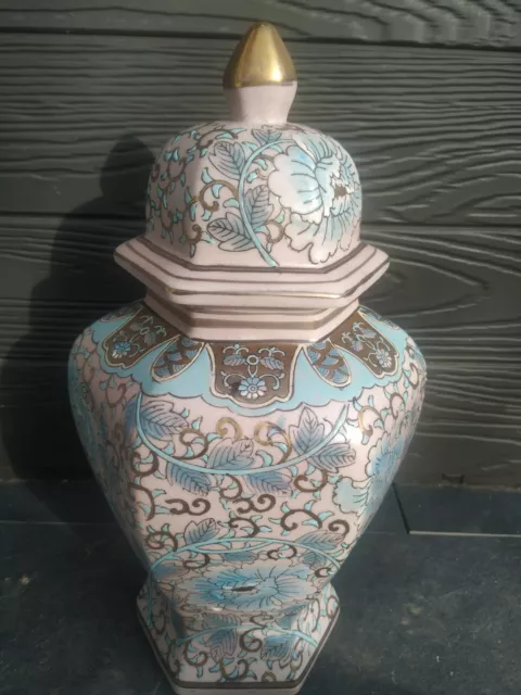 Vase Chinois ancien céramique/Potiche décorative/grande boîte à thé Signé Macau