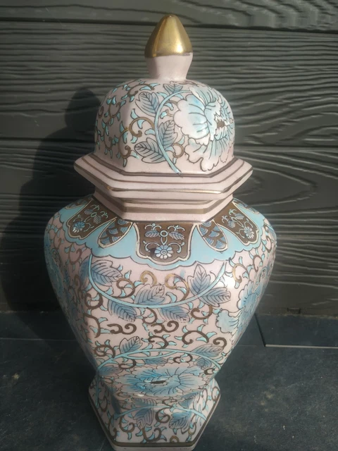 Vase Chinois ancien céramique/Potiche décorative/grande boîte à thé Signé Macau