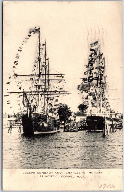 1952 Joseph Conrad And Charles W. Morgan At Mystic Connecticut Posted Postcard
