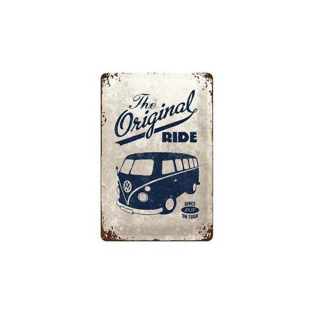 plaque métal vintage VW combi LET'S GET AWAY | - Plaque métal vintage