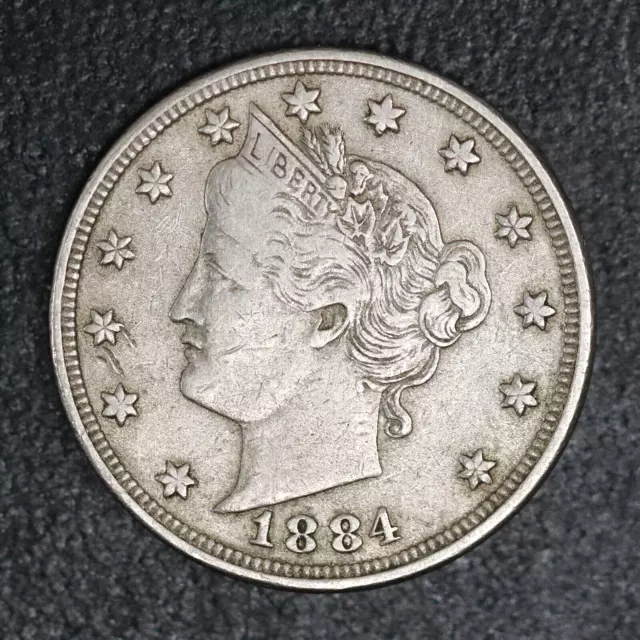 1884 Liberty V Nickel Five Cents USA 5c Coin