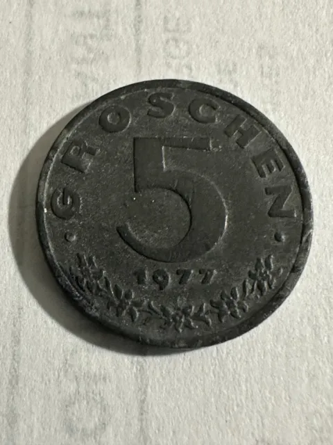 1977 Austria, 5 Groschen SUPER NICE ZINC COIN