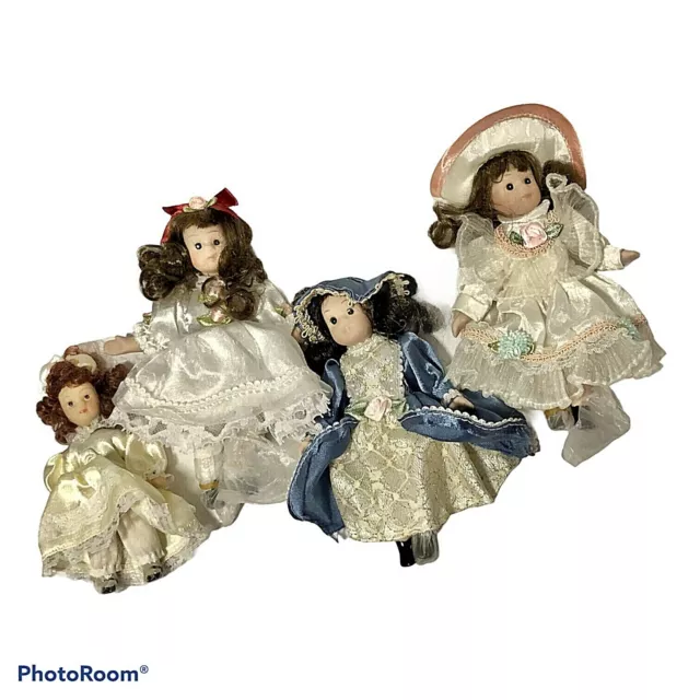 Porcelain Dolls Made In China 5" Southern Belle Lot of 4 New