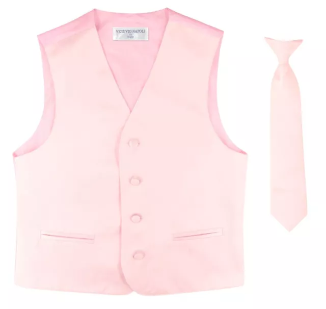 BOY'S Dress Vest and Boys NeckTie Solid Color Neck Tie Set for Suit or Tuxedo 2