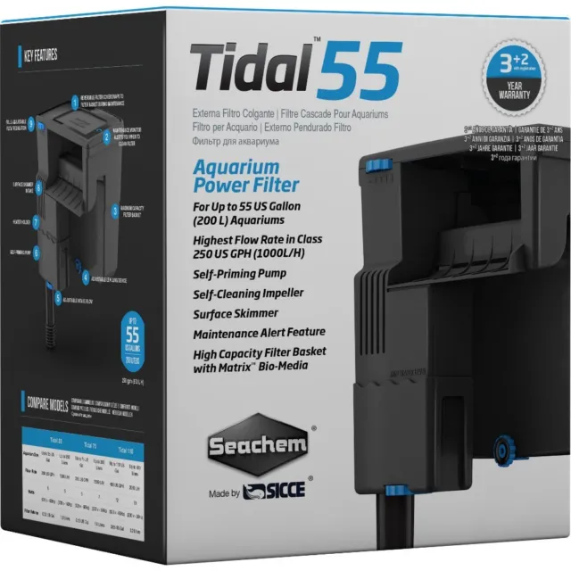 Seachem Tidal 55 Aquarium Power Filter for Aquariums up to 55 Gallons (200L)