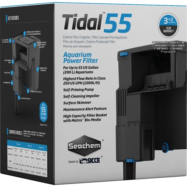 Seachem Tidal 55 Aquarium Power Filter for Aquariums up to 55 Gallons (200L)