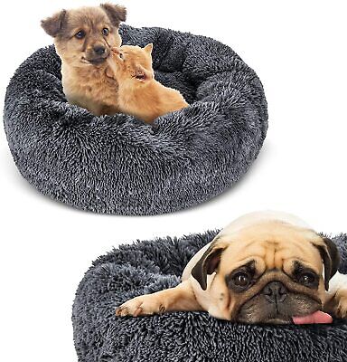 Calming Dog Bed Cat Bed Donut,Faux Fur Dog Bed for Medium Small Dogs , (30"x30")