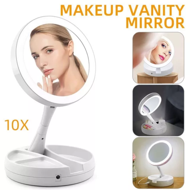 Portable 10x Magnifying USB Makeup Cosmetic Beauty Mirror with LED Light Travel