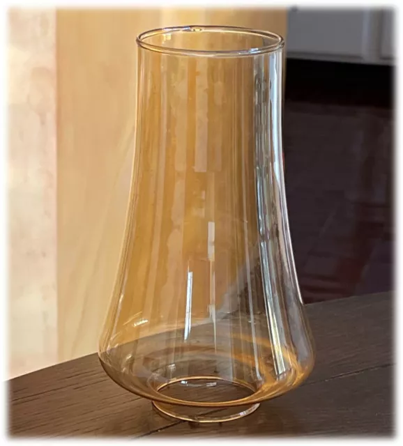 Vtg Mid-Century Hurricane Lamp Shade Iridescent Honey Amber Glass 6 Available