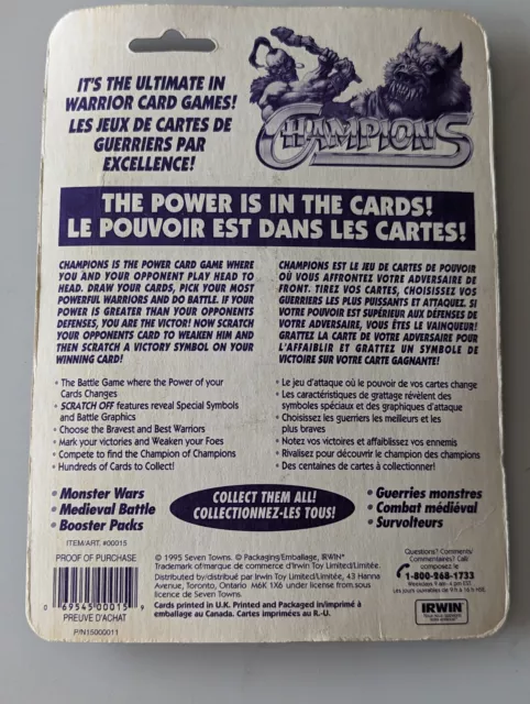 Champions Monster Wars Power Cards New On Card 1995 Irwin Warrior Monsters Spell 2