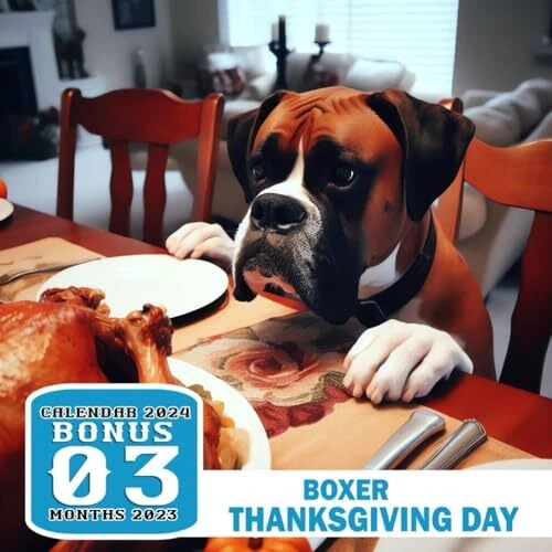 BOXER THANKSGIVING DAY Calendar 2024 Jan 2024 to Dec 2024 Bonus 3