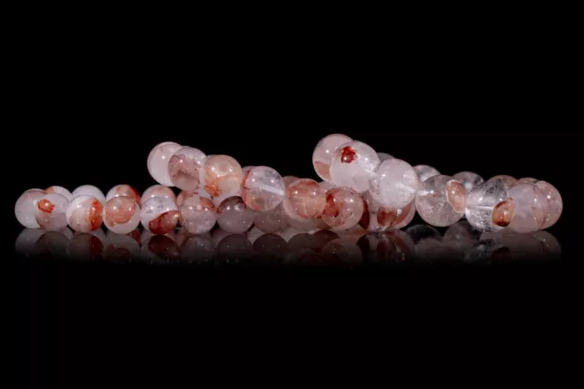Liso Redondo Bolas Rosa Del Himalaya Cristal Cuarzo Pulsera Joyería para Unisex, 3
