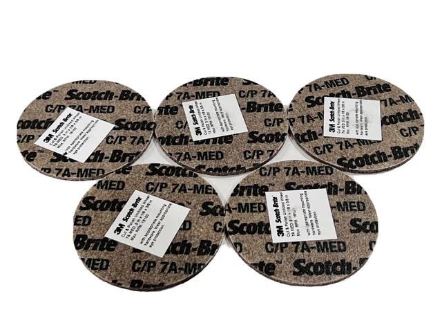 5- Piece 3M Scotch-Brite 3”x1/8"x3/8" 7A Med EXL Cut and Polish Unitized Wheel