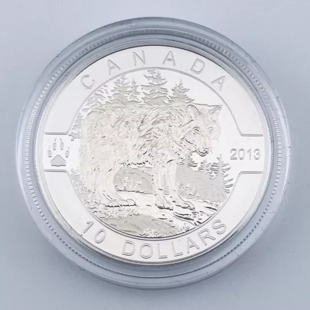 2013 THE WOLF O Canada Series $10 Pure Silver Proof Coin 1/2 OZ W/Box