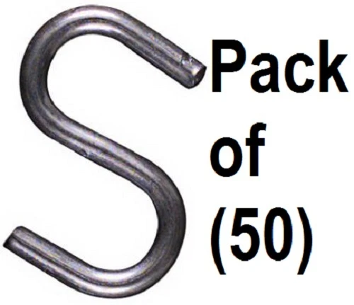 (50) National Mfg  N273-425  2" Heavy Zinc Plated Open S Hooks in Bulk