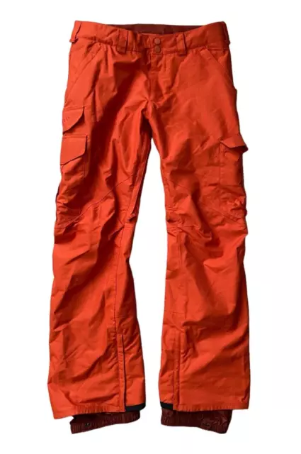 Burton Snowboard Cargo Pants Mens Medium (34x32) Orange Thigh and Ankle Zips Ski