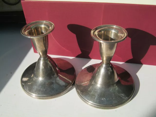 Vintage Sterling Silver Birmingham Hallmarked Candlesticks By Adie Brothers