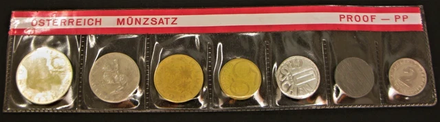 AUSTRIA 2 Groschen / 10 Schilling 1973 Proof - 7 Coins Proof Set *