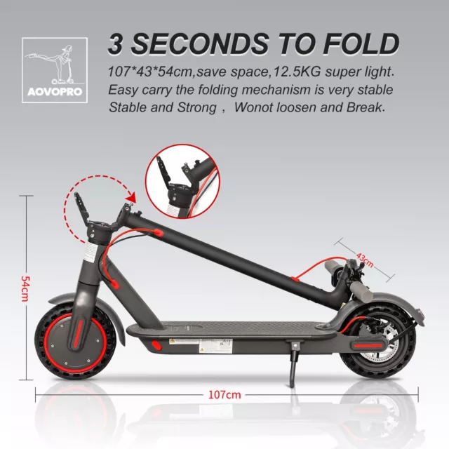 AOVOPRO Trottinette Électrique Pliable Scooter Adulte  10,5ah 8,5" 350W 30kmh 2