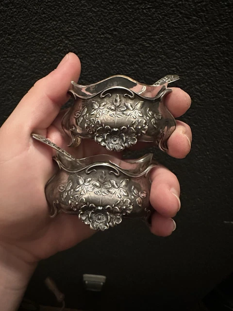 Antique Authie Boutique Brocante - Paire de salerons en argent de style