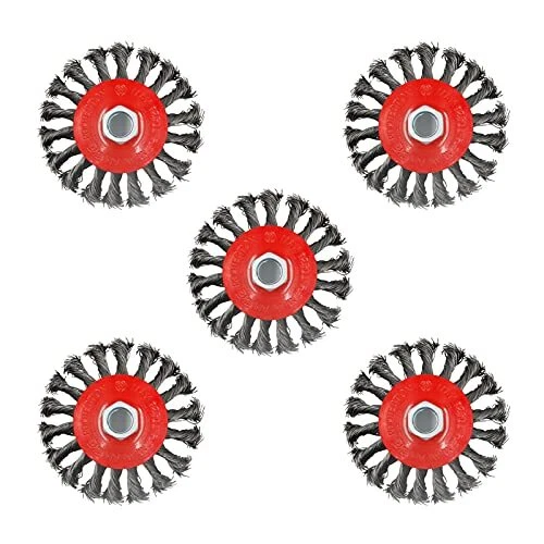 AUPREX 5 Pack 4 Inch Twist Knotted Wire Wheel Brush for Angle Grinder with 5/...