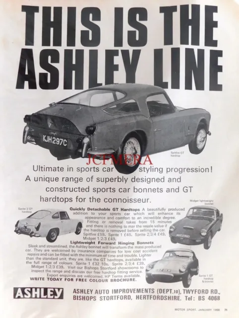 ASHLEY Hard-Tops for Sports Cars, Original 1968 Motor Car Advert : 660-114