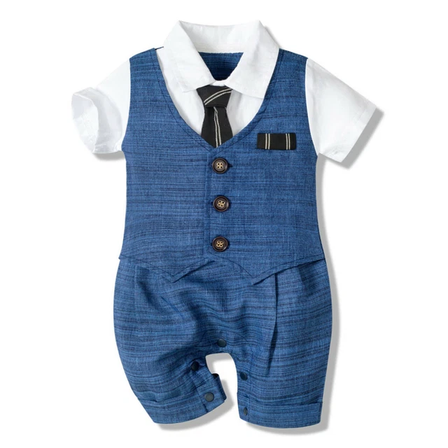 Newborn Infant Baby Boys Gentleman Jumpsuit Button Romper Formal Outfits AU