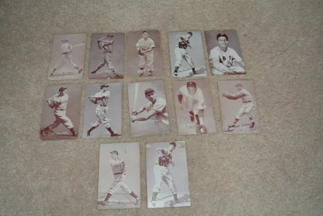 12 Baseball Exhibit Cards Yankees Braves Red Sox