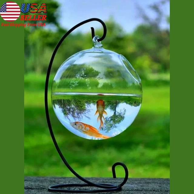 Hanging Clear Fish Tank Aquarium Glass Betta Fish Bowl Clear Fish Cylinder Bowl