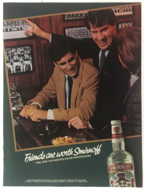 Smirnoff Vodka 1986 Vintage Print Ad 8x11 Inches Bar Decor