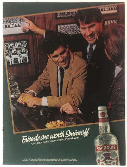 Smirnoff Vodka 1986 Vintage Print Ad 8x11 Inches Bar Decor