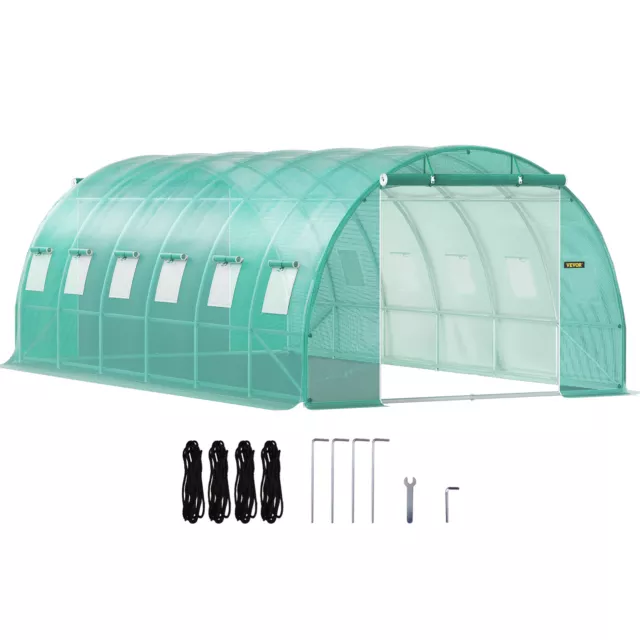 VEVOR Walk-in Tunnel Greenhouse Galvanized Frame Waterproof Cover 20x10x7 ft