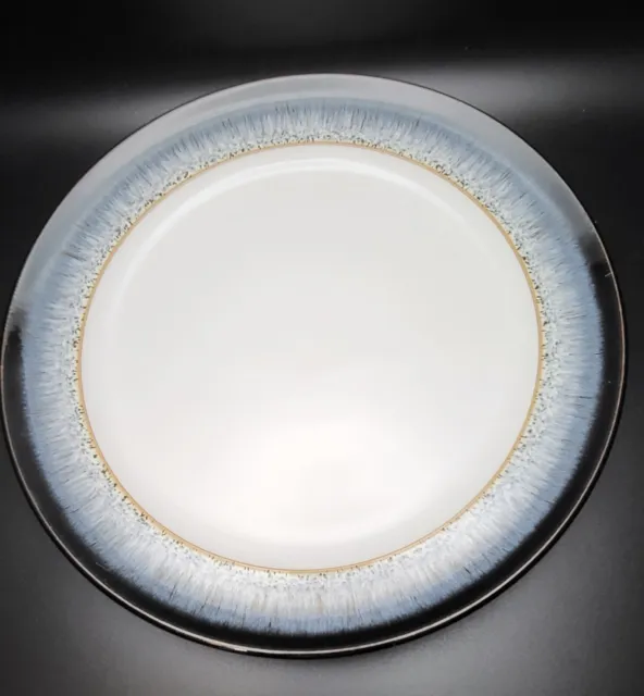 (2) Denby Langley Halo Dinner Plates  11" HLO-003W Blue White Black