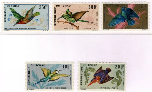 Stamps sellos Tchad  chad  1966  yvert A 30/34 aves Birds MNH