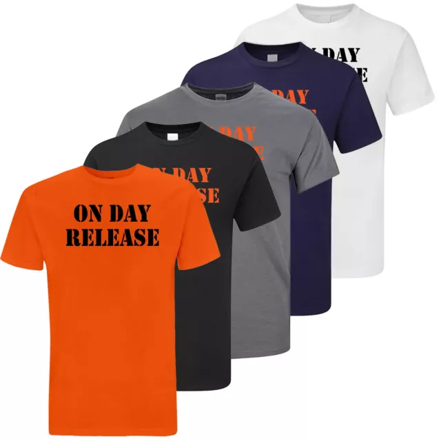 On Day Release T-Shirt Prison Prisoner Jail Costume Crime Funny Gift HPM Uniform