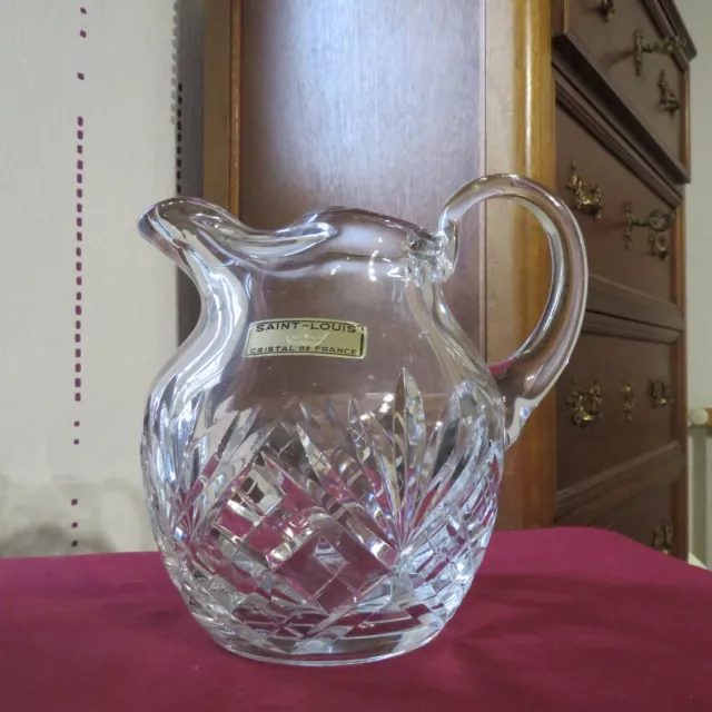 broc à eau: cruche  en cristal de saint louis modèle Chantilly ou Massenet signé