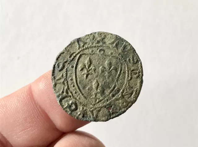14th To 15th Century French “ 3 Lis Shield Type “ Brass Jetton - VF Grade