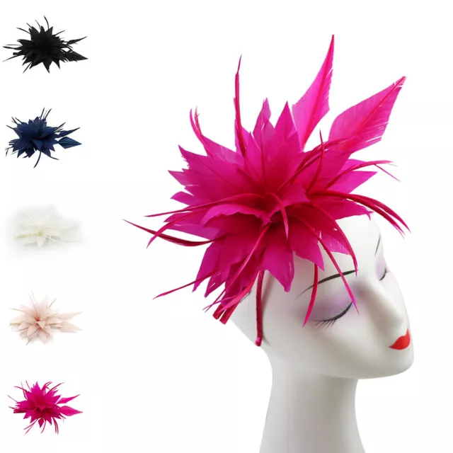 Small Flower Feather Hair Hat Fascinator Headband Clip Wedding Royal Ascot Race
