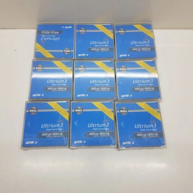 Lot of 9 Dell LTO Ultrium 3 Tape Cartridges