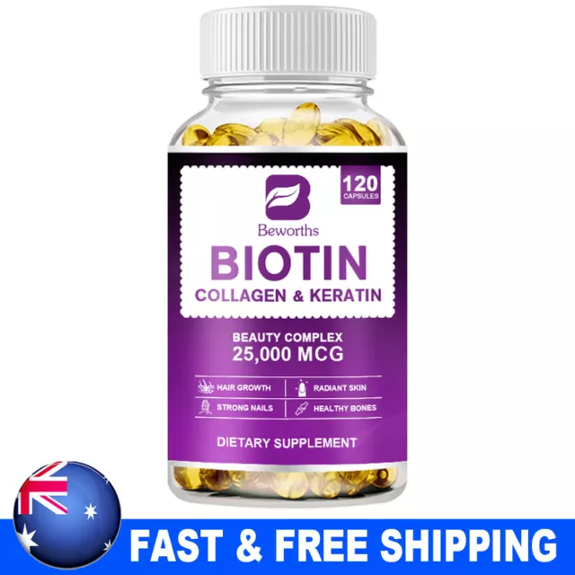 120 Capsules Biotin Collagen & Keratin Supplement For Healthy Nails & Skin Hair